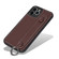 iPhone 11 Pro Max Top Layer Cowhide Shockproof Protective Case with Wrist Strap Bracket - Coffee