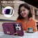 iPhone 11 Pro Max Horizontal Card Bag Ring Holder Phone Case with Dual Lanyard - Dark Purple