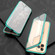 iPhone 11 Pro Max Ultra Slim Double Sides Magnetic Adsorption Angular Frame Tempered Glass Magnet Flip Case - Green