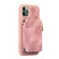 iPhone 11 Pro Max Zipper Card Bag Back Cover Phone Case - Pink