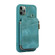 iPhone 11 Pro Max Zipper Card Bag Back Cover Phone Case - Turquoise