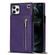 iPhone 11 Pro Max Cross-body Zipper Square TPU+PU Back Cover Case with Holder & Card Slots & Wallet & Strap  - Purple