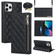 iPhone 11 Pro Max Grid Texture Lanyard Zipper Leather Phone Case - Black