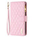 iPhone 11 Pro Max Diamond Lattice Zipper Wallet Leather Flip Phone Case  - Pink