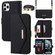 iPhone 11 Pro Max Cross Texture Lanyard Leather Phone Case - Black
