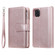 iPhone 11 Pro Max 2 in 1 Solid Color Zipper Shockproof Protective Case with Card Slots & Bracket & Photo Holder & Wallet Function - Rose Gold