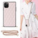 iPhone 11 Pro Max Elegant Rhombic Pattern Microfiber Leather +TPU Shockproof Case with Crossbody Strap Chain  - Pink