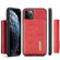 DG.MING M1 Series 3-Fold Multi Card Wallet  Back Cover Shockproof Case with Holder Function iPhone 11 Pro Max - Red