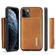 DG.MING M1 Series 3-Fold Multi Card Wallet  Back Cover Shockproof Case with Holder Function iPhone 11 Pro Max - Brown