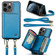 iPhone 11 Pro Max JEEHOOD C22 Series Zipper Wallet Leather Phone Case with Dual Lanyard - Blue
