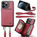 iPhone 11 Pro Max JEEHOOD C22 Series Zipper Wallet Leather Phone Case with Dual Lanyard - Red
