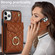 iPhone 11 Pro Max Rhombic Texture Card Bag Phone Case with Long Lanyard - Brown