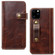 iPhone 11 Pro Max Denior Oil Wax Cowhide DK Magnetic Button Horizontal Flip Leather Case with Holder & Card Slots & Wallet - Brown
