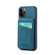 iPhone 11 Pro Fierre Shann Crazy Horse Card Holder Back Cover PU Phone Case - Blue