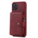 iPhone 11 Pro Buckle Zipper Shockproof Protective Case with Holder & Card Slots & Wallet & Lanyard & Photos Frames - Red