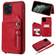 iPhone 11 Pro Dual Buckles Zipper Shockproof Back Cover Protective Case with Holder & Card Slots & Wallet & Lanyard & Photos Frames - Red