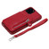 iPhone 11 Pro Dual Buckles Zipper Shockproof Back Cover Protective Case with Holder & Card Slots & Wallet & Lanyard & Photos Frames - Red