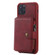 iPhone 11 Pro Zipper Shockproof Protective Case with Card Slots & Bracket & Photo Holder & Wallet Function - Red