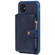 iPhone 11 Pro Zipper Shockproof Protective Case with Card Slots & Bracket & Photo Holder & Wallet Function - Blue