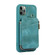 iPhone 11 Pro Zipper Card Bag Back Cover Phone Case - Turquoise