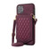 iPhone 11 Pro Rhombic Texture RFID Phone Case with Lanyard & Mirror - Wine Red