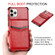 iPhone 11 Pro Flip Card Bag Copper Buckle TPU + PU Leather Back Cover Shockproof Case with Card Slots & Photo Frame - Red
