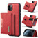 DG.MING M2 Series 3-Fold Multi Card Bag Back Cover Shockproof Case with Wallet & Holder Function iPhone 11 Pro - Red