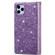 iPhone 11 Pro Multi-card Slots Starry Sky Laser Carving Glitter Zipper Horizontal Flip Leather Case with Holder & Wallet & Lanyard - Purple