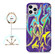 iPhone 11 Pro Laser Glitter Watercolor Pattern Shockproof Protective Case with Ring Holder  - FD3