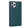 iPhone 11 Pro Grid Texture Lanyard Zipper Leather Phone Case - Green