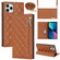 iPhone 11 Pro Grid Texture Lanyard Zipper Leather Phone Case - Brown