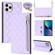 iPhone 11 Pro Grid Texture Lanyard Zipper Leather Phone Case - Purple