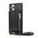 iPhone 11 Pro Square Zipper Wallet Bag TPU+PU Back Cover Case with Holder & Card Slots & Wallet & Cross-body Strap  - Black