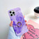 iPhone 11 Pro Thickened TPU Glazed Marble Pattern Case with Metallic Ring Holder - Purple