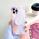 iPhone 11 Pro Thickened TPU Glazed Marble Pattern Case with Folding Holder - Pink
