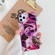 iPhone 11 Pro Plating Colorful Geometric Pattern Mosaic Marble TPU Mobile Phone Casewith Folding Bracket - Magenta PF5