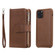iPhone 11 Pro 2 in 1 Solid Color Zipper Shockproof Protective Case with Card Slots & Bracket & Photo Holder & Wallet Function - Brown