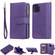 iPhone 11 Pro 2 in 1 Solid Color Zipper Shockproof Protective Case with Card Slots & Bracket & Photo Holder & Wallet Function - Purple