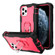 iPhone 11 Pro PC + Rubber 3-layers Shockproof Protective Case with Rotating Holder  - Black + Rose Red