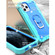 iPhone 11 Pro PC + Rubber 3-layers Shockproof Protective Case with Rotating Holder  - Mint Green + Blue