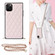 iPhone 11 Pro Elegant Rhombic Pattern Microfiber Leather +TPU Shockproof Case with Crossbody Strap Chain  - Pink