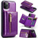 iPhone 11 Pro DG.MING M3 Series Glitter Powder Card Bag Leather Case - Dark Purple