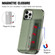 iPhone 11 Pro Carbon Fiber Magnetic Card Bag TPU+PU Shockproof Back Cover Case with Holder & Card Slot & Photo Frame  - Green