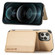 iPhone 11 Pro Carbon Fiber Magnetic Card Bag TPU+PU Shockproof Back Cover Case with Holder & Card Slot & Photo Frame  - Khaki