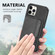 iPhone 11 Pro Carbon Fiber Magnetic Card Bag TPU+PU Shockproof Back Cover Case with Holder & Card Slot & Photo Frame  - Black