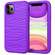 iPhone 11 Pro Wave Pattern 3 in 1 Silicone+PC Shockproof Protective Case - Purple