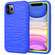 iPhone 11 Pro Wave Pattern 3 in 1 Silicone+PC Shockproof Protective Case - Blue+Olivine