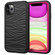 iPhone 11 Pro Wave Pattern 3 in 1 Silicone+PC Shockproof Protective Case - Black+Hot Pink