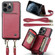 iPhone 11 Pro JEEHOOD C22 Series Zipper Wallet Leather Phone Case with Dual Lanyard - Red