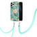 iPhone 11 Pro Electroplating Splicing Marble Flower Pattern TPU Shockproof Case with Lanyard  - Blue Flower